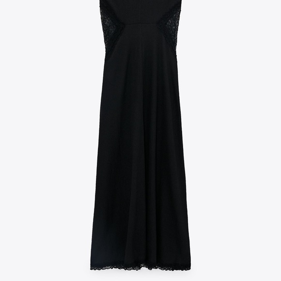 Zara Dresses & Skirts - ZARA LONG LACE SLEEVELESS DRESS BLACK SZ S